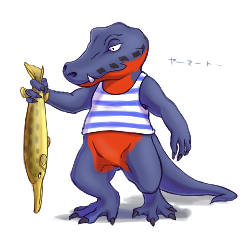 1boy, akiduhaniwa, alligator, animal_crossing, character_name, crocodilian, crocodilian_tail, del_(animal_crossing)