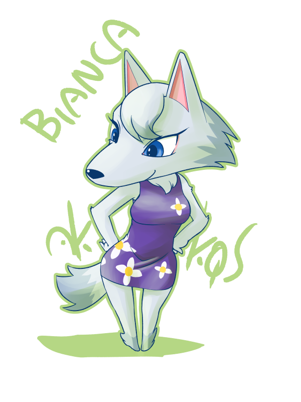 1girl, akk9s, animal_crossing, animal_ears, blue_eyes, character_name, female_focus, floral_print, furry, furry_female, nintendo, simple_background, solo, tail, white_background, whitney_(animal_crossing), wolf_ears, wolf_tail