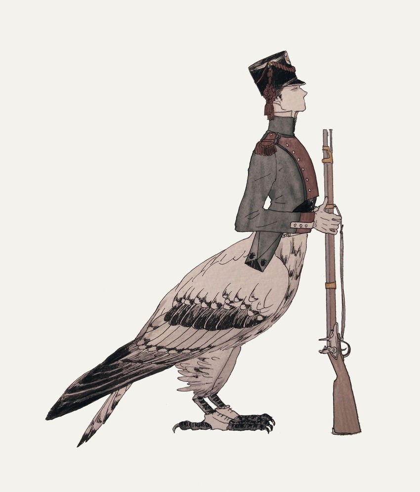 1boy, black_hair, cochlea1313, epaulettes, full_body, gloves, grey_background, gun