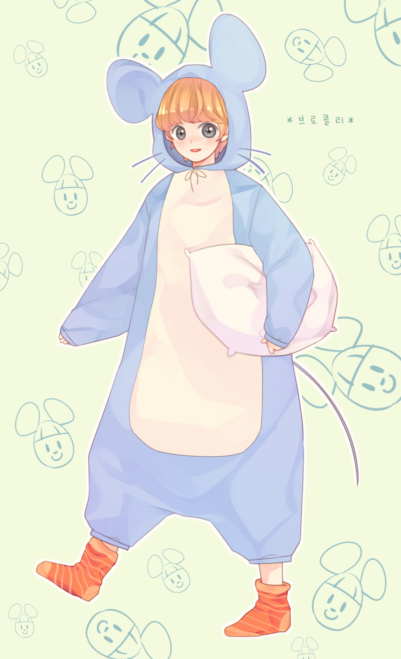 1boy, animal_costume, animal_crossing, animal_ears, bad_id, bad_pixiv_id, black_eyes, broccolo_(animal_crossing)