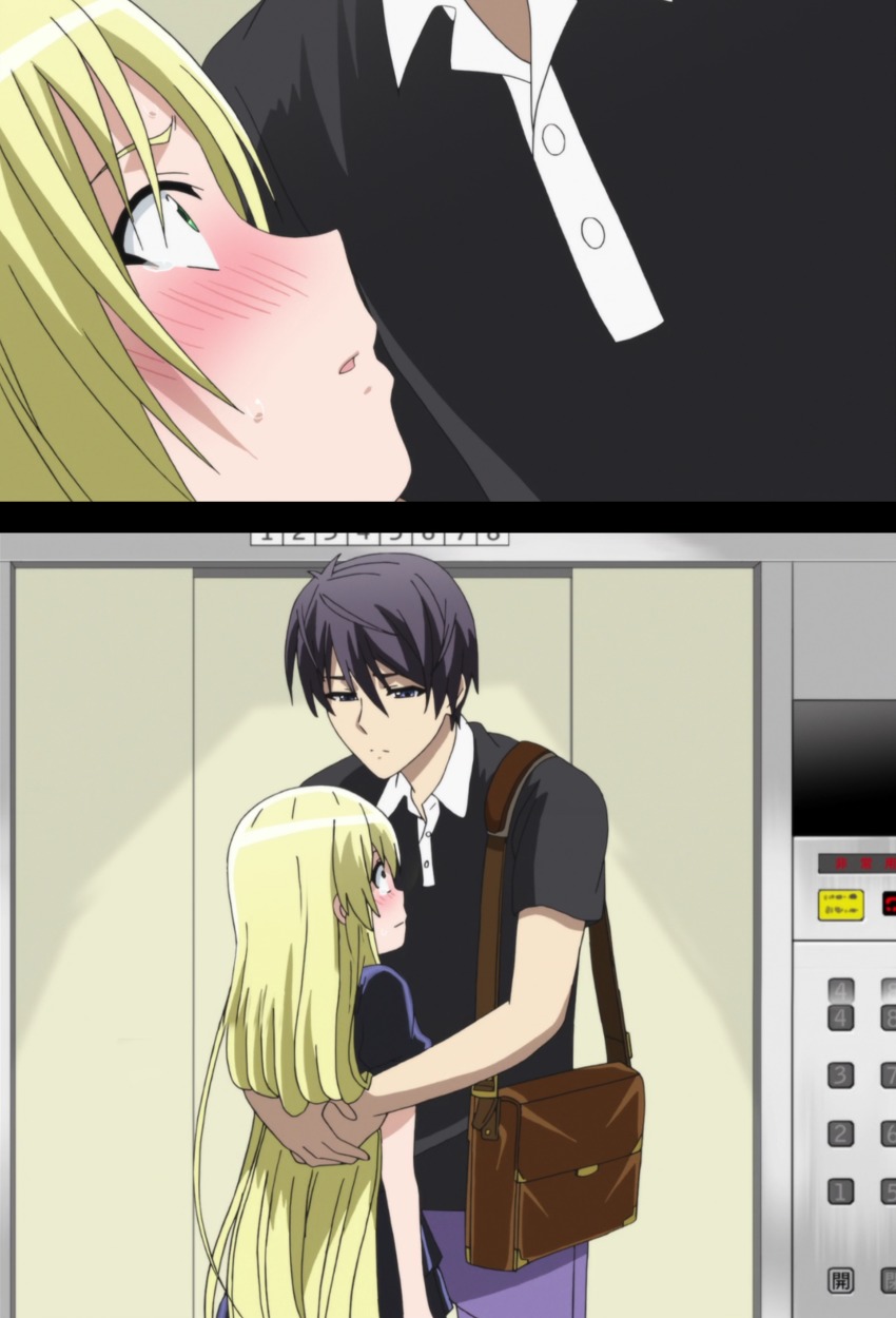 1boy, 1girl, absurdres, blonde_hair, blush, child, highres, hug