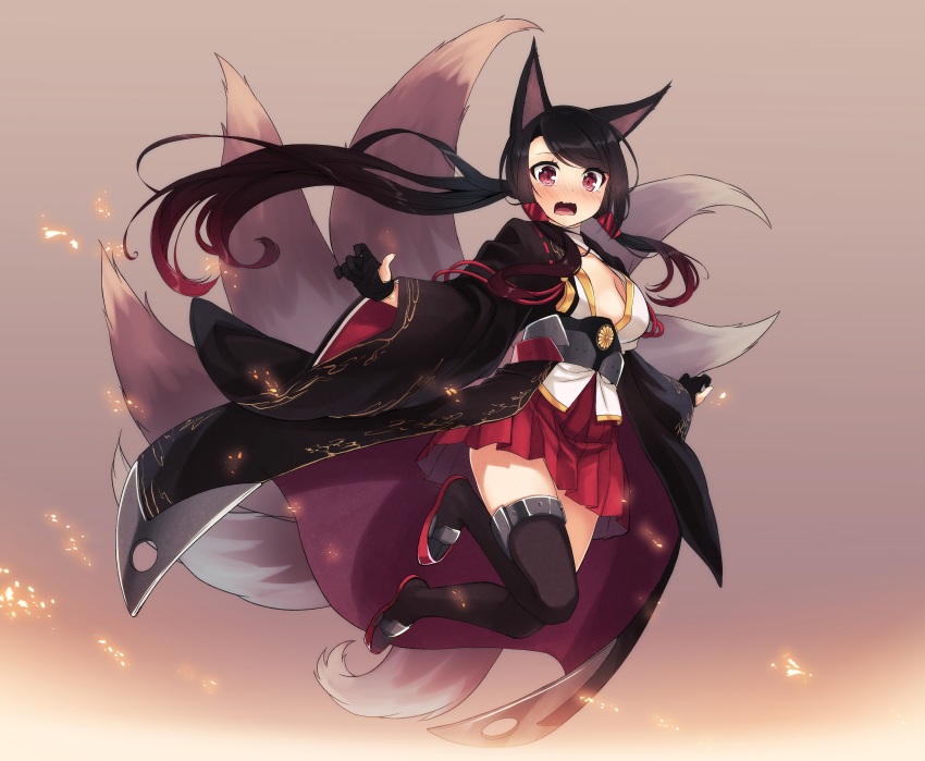 1girl, absurdres, akagi_(azur_lane), akagi_(azur_lane)_(cosplay), animal_ears, azur_lane, black_gloves, black_hair