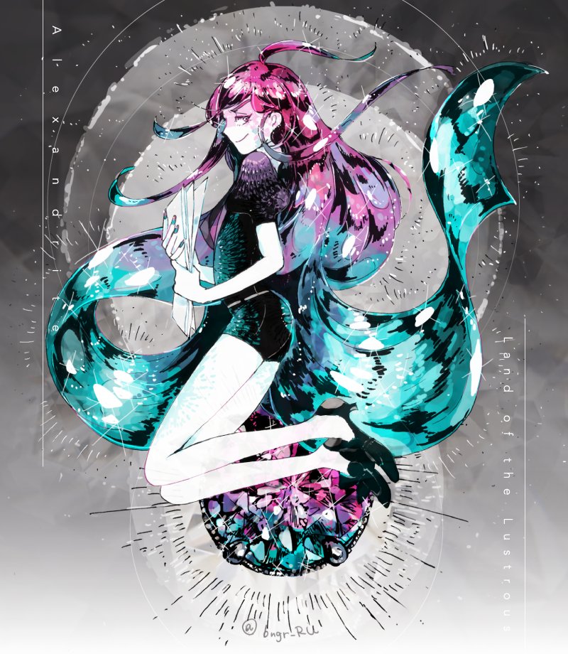 1other, alexandrite_(houseki_no_kuni), androgynous, black_footwear, black_shirt, black_shorts, blue_hair, closed_mouth