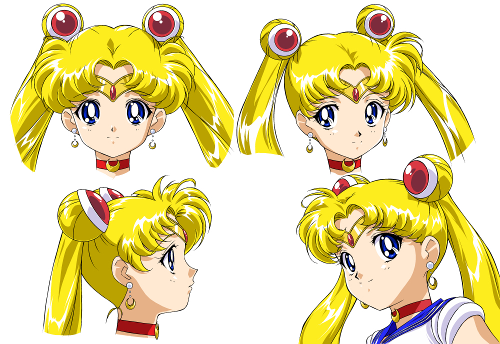 4girls, bishoujo_senshi_sailor_moon, blonde_hair, blue_eyes, blue_sailor_collar, choker, circlet, closed_mouth