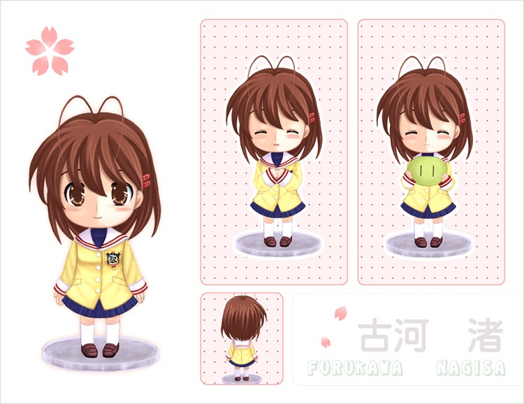 00s, akaza_shiro, antenna_hair, brown_eyes, brown_hair, chibi, clannad, dango