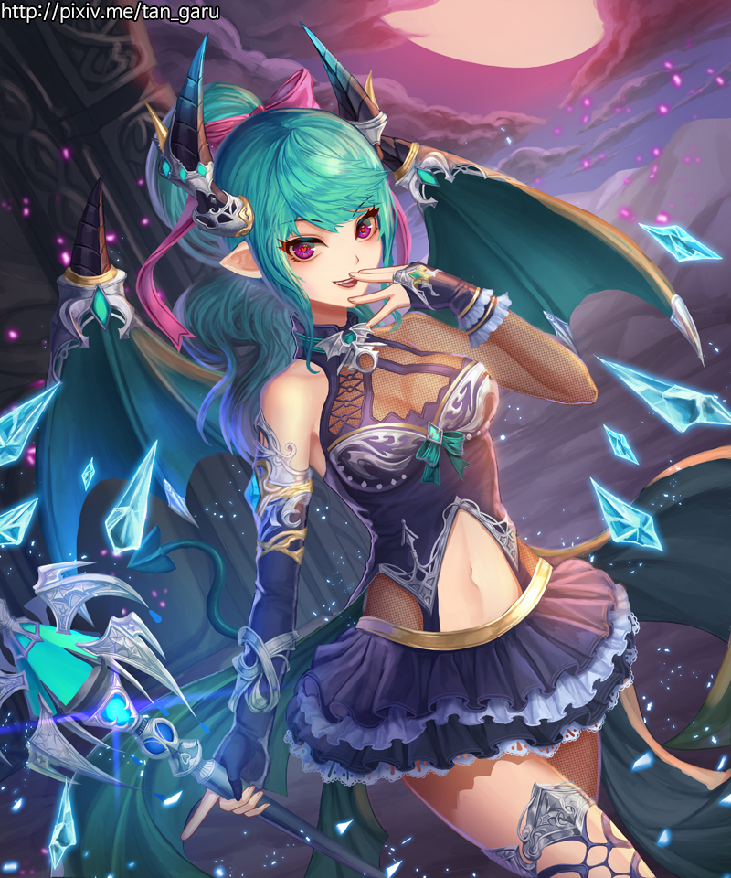 1girl, :d, aqua_hair, bare_shoulders, black_gloves, black_skirt, bow, breasts