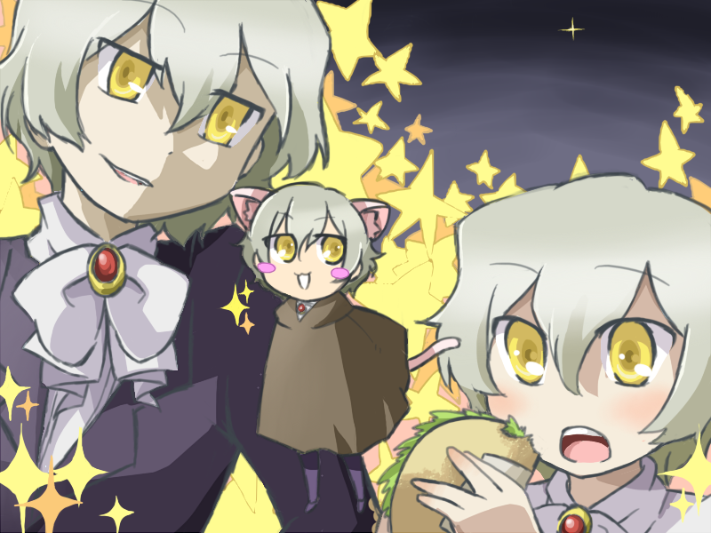 00s, 2boys, aged_down, animal_ears, blonde_hair, cat_boy, cat_ears, cat_tail