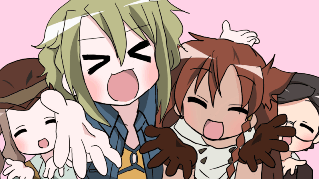 >_<, 4girls, asymmetrical_hair, bad_id, bad_pixiv_id, el_cazador_de_la_bruja, ellis, ellis_(el_cazador_de_la_bruja)