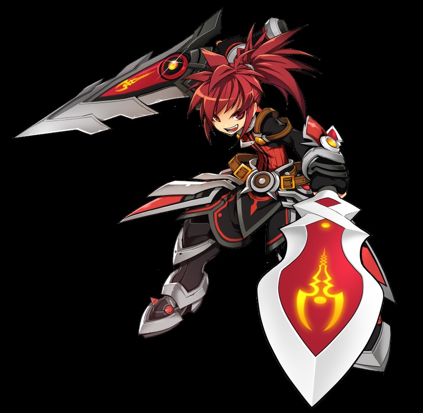 1boy, :d, absurdres, armor, artist_request, asymmetrical_dual_wielding, belt, black_gloves