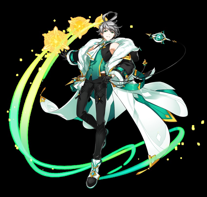 1boy, ahoge, ainchase_ishmael, artist_request, ascot, black_gloves, black_pants, black_shoes