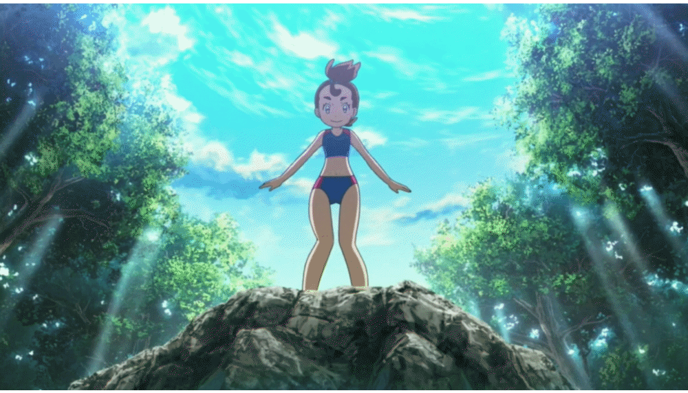 1girl, animated, animated_gif, bikini, feet, female_focus, forest, legs