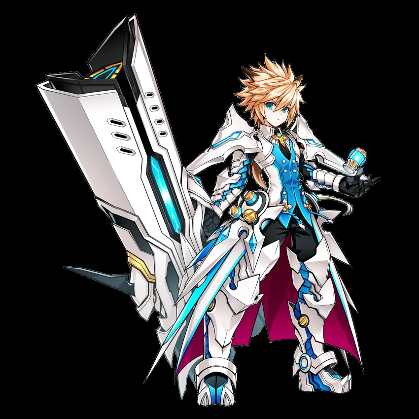 1boy, absurdres, armor, black_hair, black_pants, blonde_hair, blue_eyes, boots