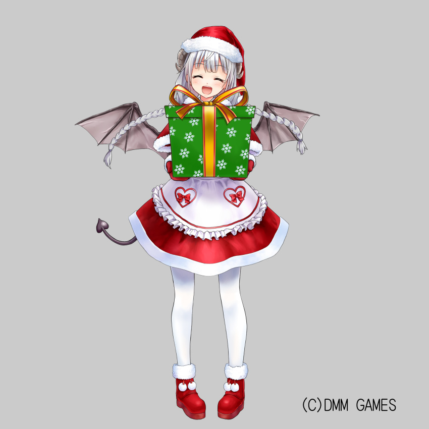 1girl, :d, ^_^, absurdres, apron, black_wings, blush, boots