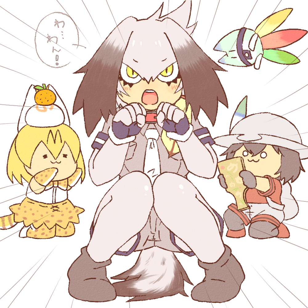 10s, 3girls, :3, =_=, animal_collar, animal_ears, animal_print, backpack