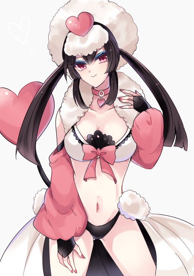 1girl, bad_id, bad_pixiv_id, black_hair, black_panties, breasts, cleavage, collar