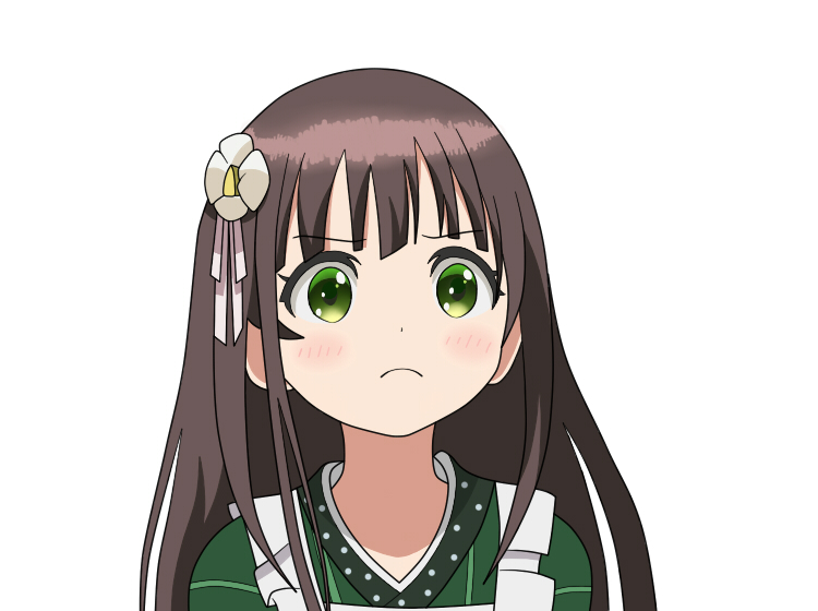 >:(, 1girl, ama_usa_an_uniform, angry, apron, bad_id, bad_pixiv_id, blunt_bangs