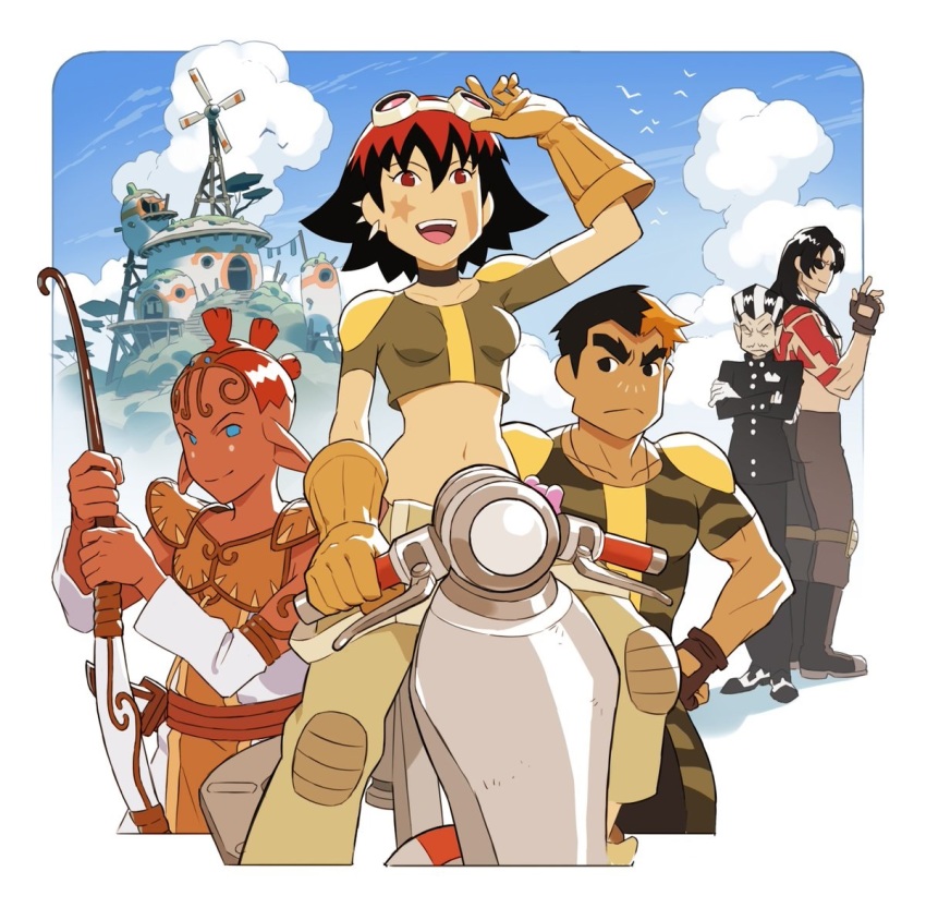 1girl, 4boys, black_hair, blue_eyes, don_wei, eva_wei, goggles, jordan_wilde