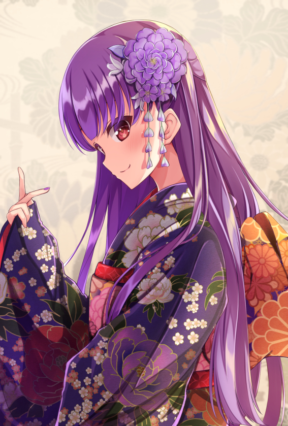 1girl, ayase_rin_(raramagi), blush, closed_mouth, female_focus, floral_background, floral_print, flower