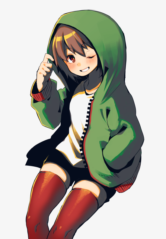 ;d, alternate_costume, androgynous, bad_id, bad_pixiv_id, black_shorts, brown_hair, chara_(storyshift)