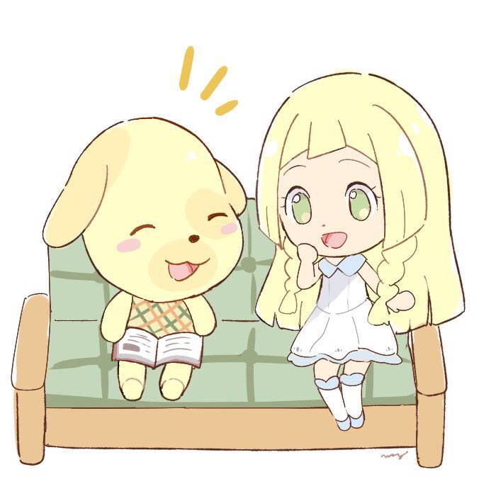 2girls, :3, animal_crossing, animal_ears, blonde_hair, blush, blush_stickers, book