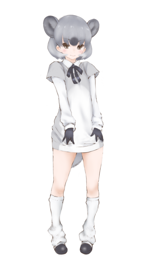 10s, 1girl, animal_ears, averting_eyes, black_gloves, black_hair, black_ribbon, black_shoes