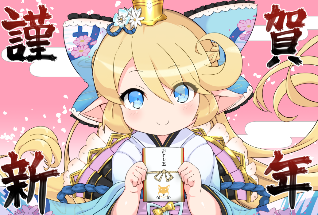 1girl, blonde_hair, blue_eyes, bow, charlotta_(granblue_fantasy), commentary_request, crown, eyes_visible_through_hair