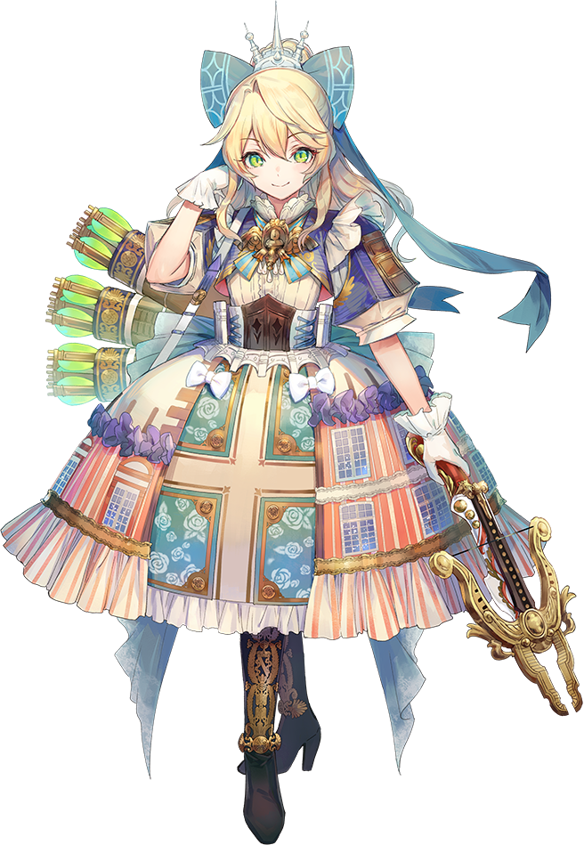 1girl, arrow_(projectile), azu-taro, blonde_hair, blue_bow, boots, bow, bowgun