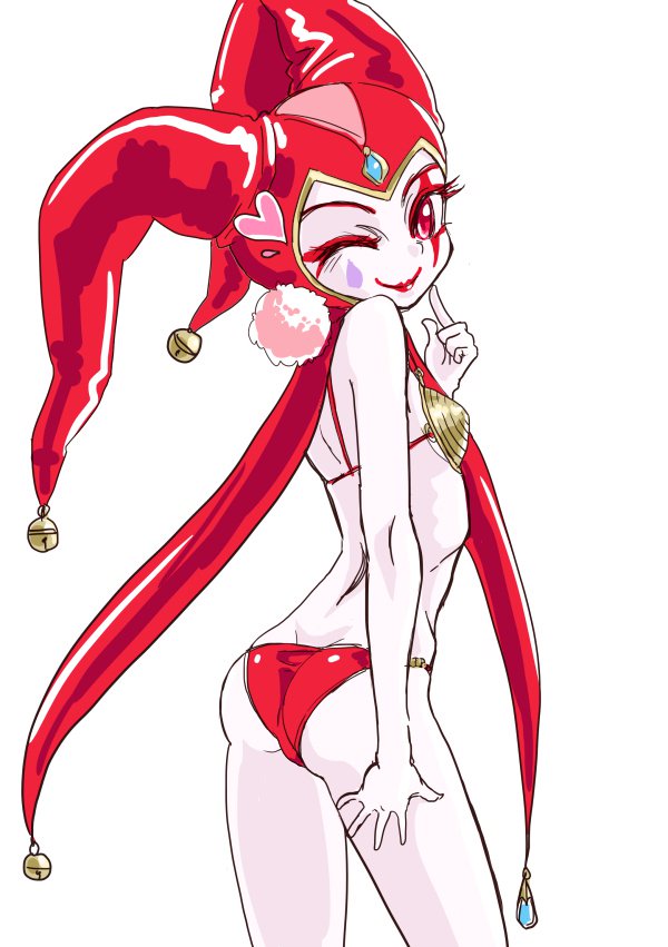 1girl, ass, butt_crack, chrono_cross, female_focus, harle_(chrono_cross), harlequin, hat