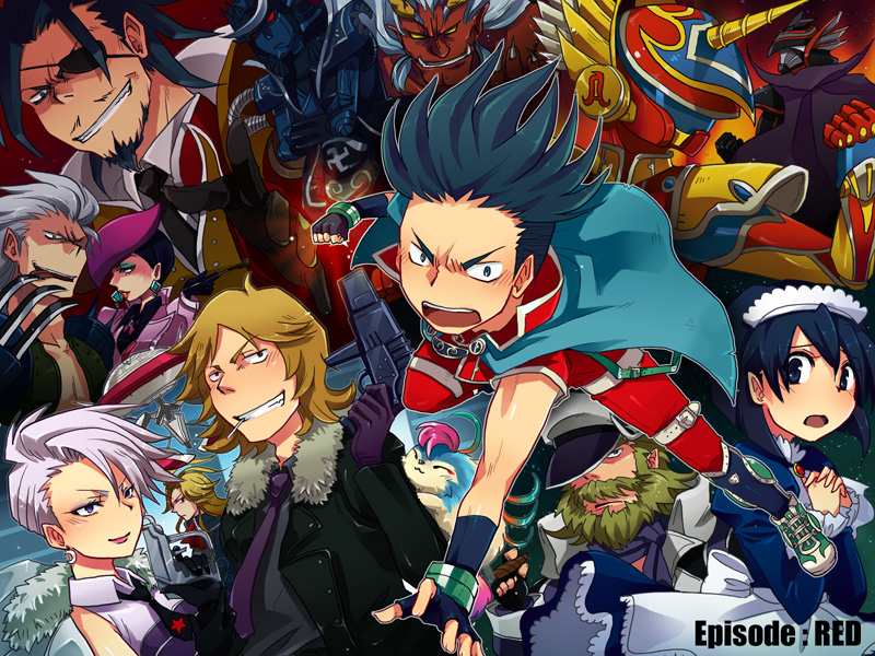 alkaiser, alkarl, breasts, commentary_request, cotton_(saga_frontier), doll_(saga_frontier), em_crazy, everyone, fuse_(saga_frontier), gloves, long_hair, mblack, multiple_boys, multiple_girls, red_(saga_frontier), saga, saga_frontier, short_hair, shuzer, silence_(saga_frontier)