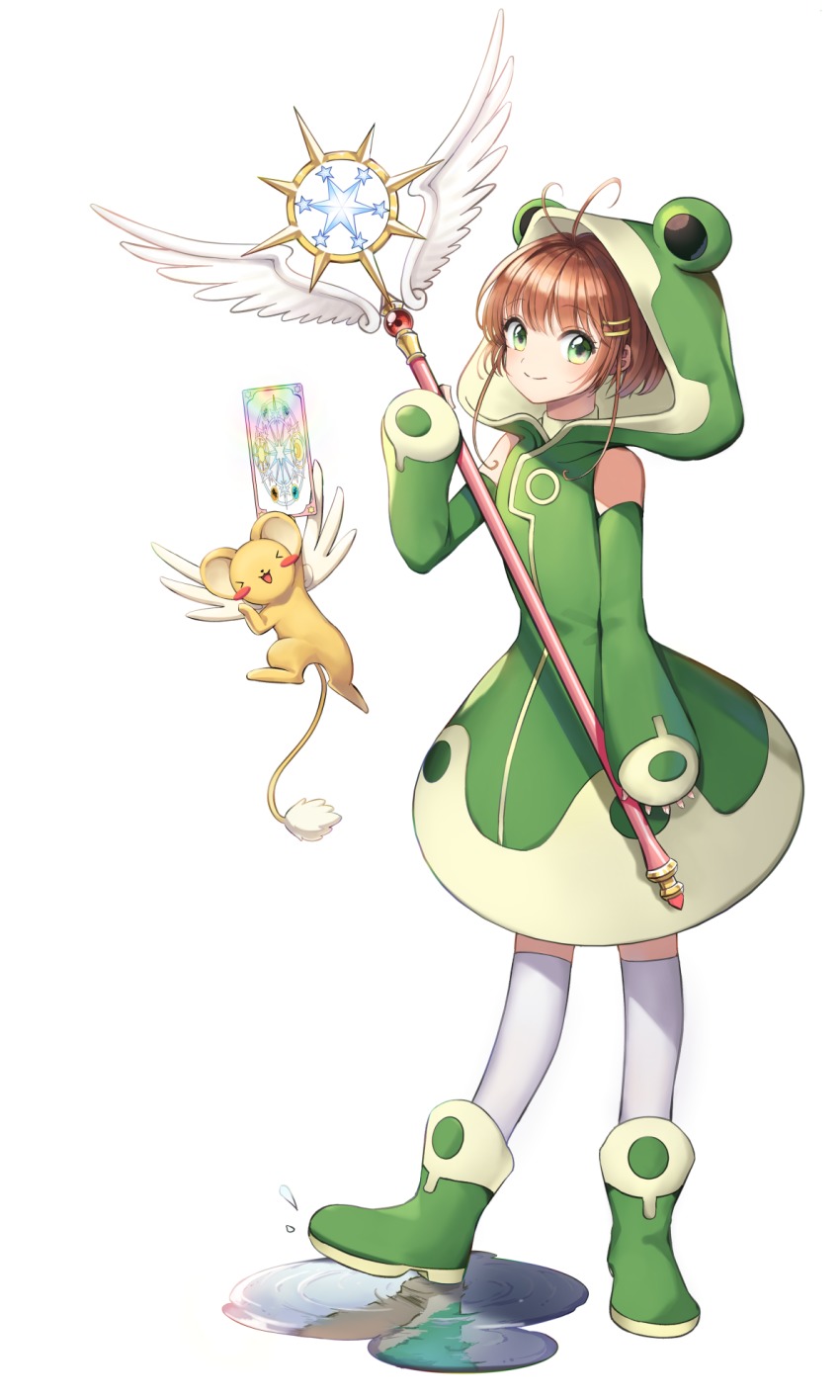 1girl, animal_costume, antenna_hair, artist_request, brown_hair, cardcaptor_sakura, cardcaptor_sakura_clear_card_arc, clear_card