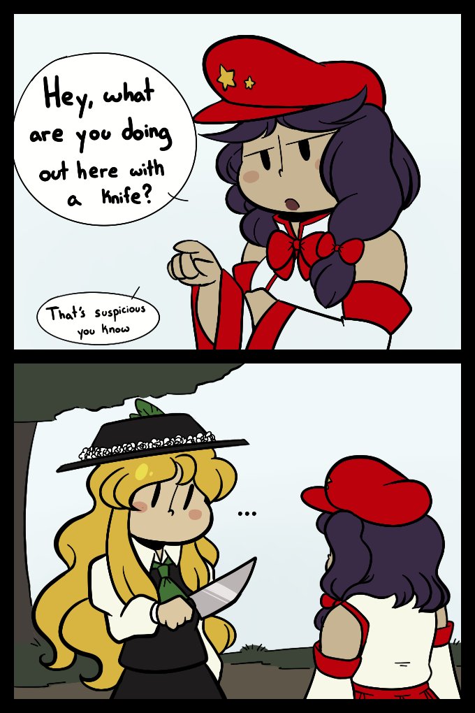 2girls, 2koma, :o, blonde_hair, blush_stickers, bow, chibi, collared_shirt