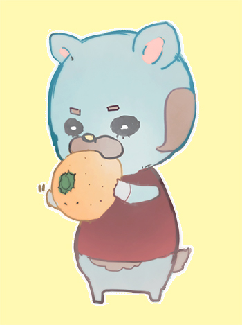 1boy, animal_crossing, animal_ears, bear, bear_ears, bear_tail, beardo_(animal_crossing), eating