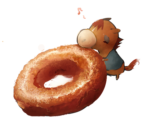 1boy, animal_crossing, animal_ears, donut, elmer_(animal_crossing), closed_eyes, food, food_focus, furry, furry_male, horse, horse_ears, horse_tail, ito_(goooooooooooooooon), lowres, male_focus, musical_note, nintendo, simple_background, solo, tail, white_background