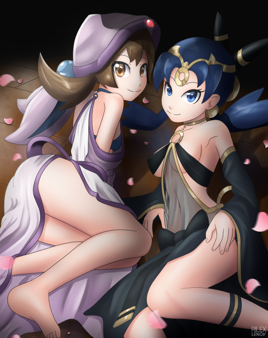 2girls, alternate_costume, animal_ears, artist_name, bare_shoulders, barefoot, blue_eyes, blue_hair