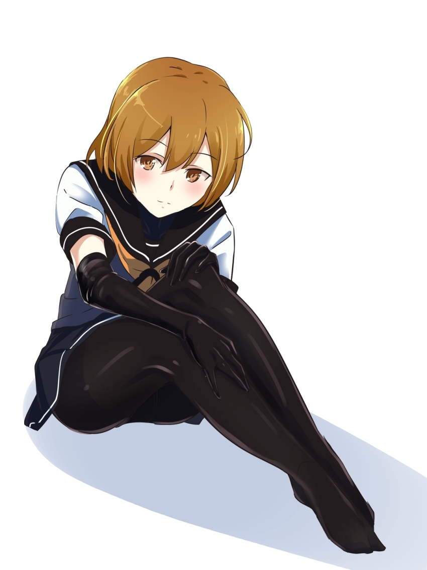 1girl, akizuki_(kancolle), akizuki_(kancolle)_(cosplay), black_sailor_collar, black_skirt, blush, bodysuit, commentary