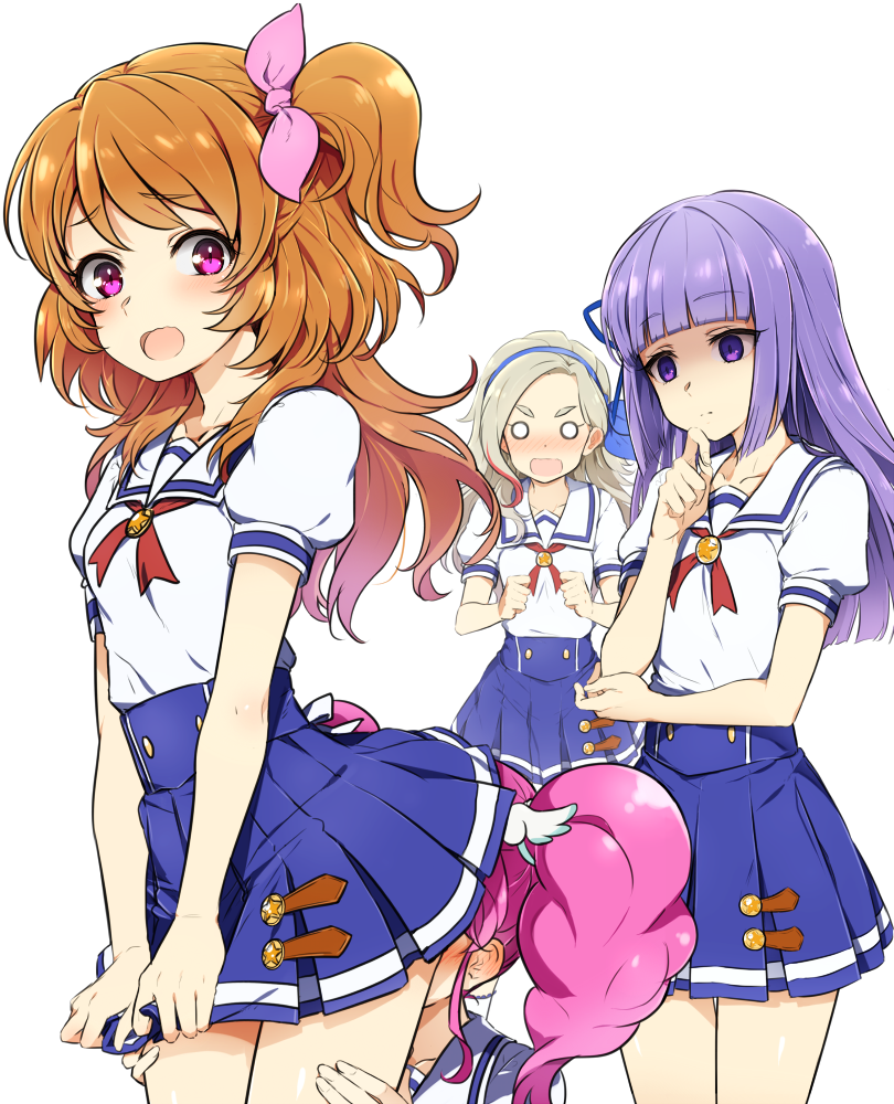 4girls, aikatsu!, aikatsu!_(series), amahane_madoka, blush, bolo_tie, brown_hair, clenched_hands