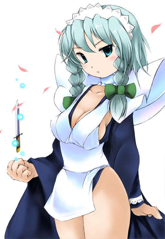 1girl, bad_id, bad_pixiv_id, blue_eyes, breasts, cleavage, cosplay, costume