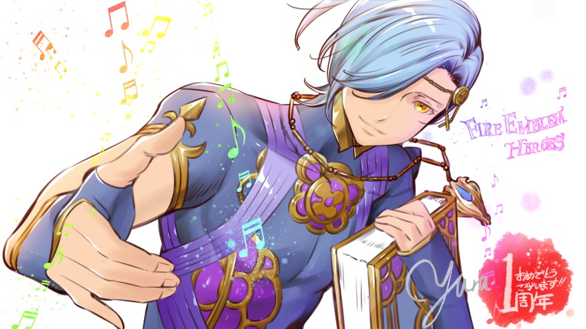 1boy, blue_hair, book, fingerless_gloves, fire_emblem, fire_emblem_fates, fire_emblem_heroes, gloves