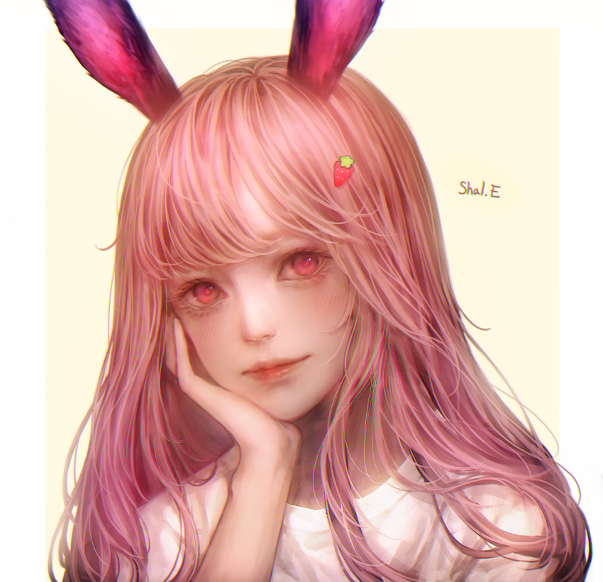 1girl, animal_ears, artist_name, blush, closed_mouth, erendira, eyelashes, female_focus