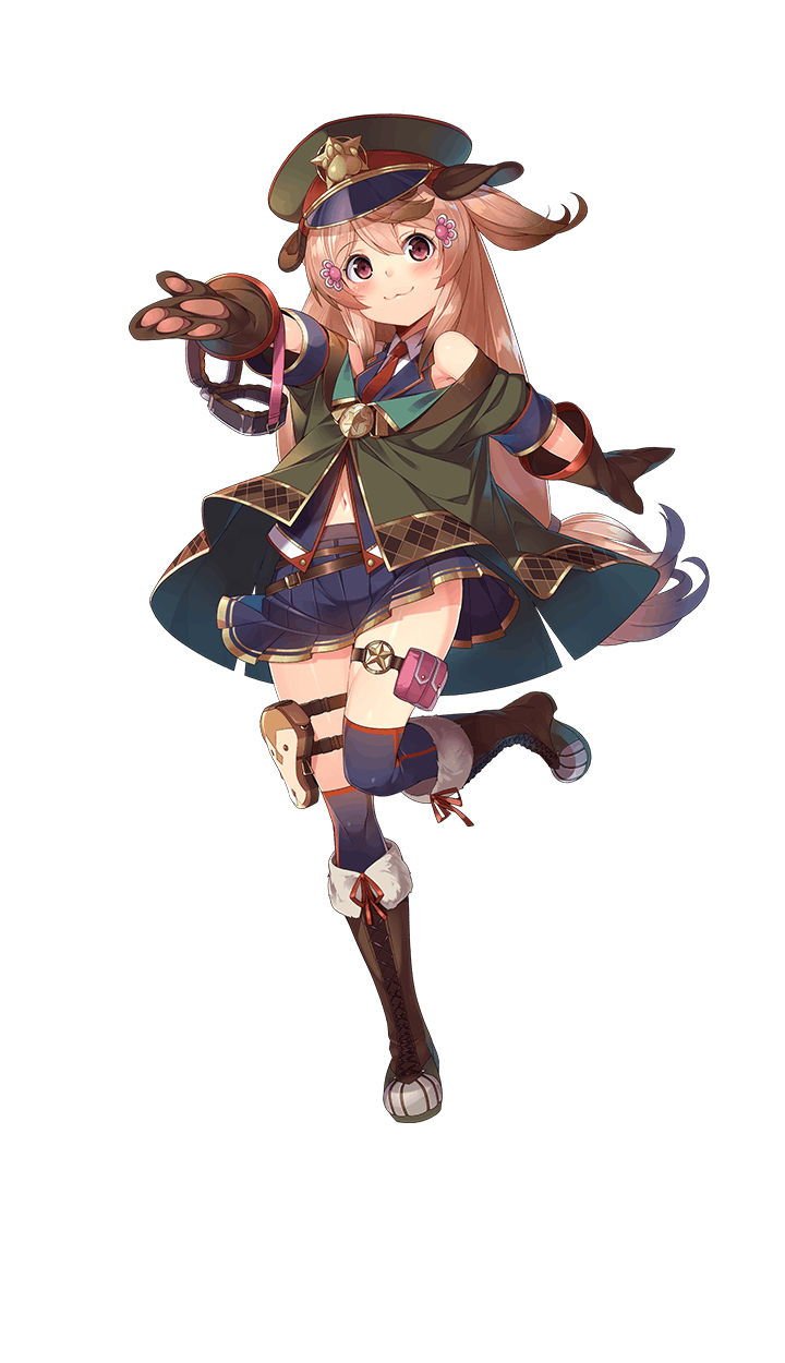 1girl, :3, animal_ears, animal_hands, blouse, blue_skirt, blue_thighhighs, boots