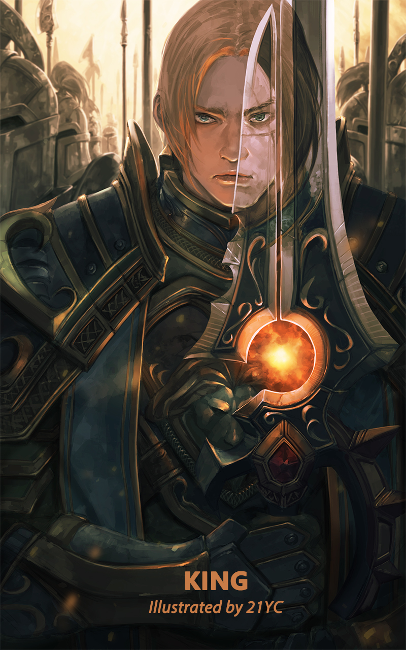 21yc_(september_breeze), 6+boys, anduin_wrynn, armor, army, blonde_hair, highres, male_focus
