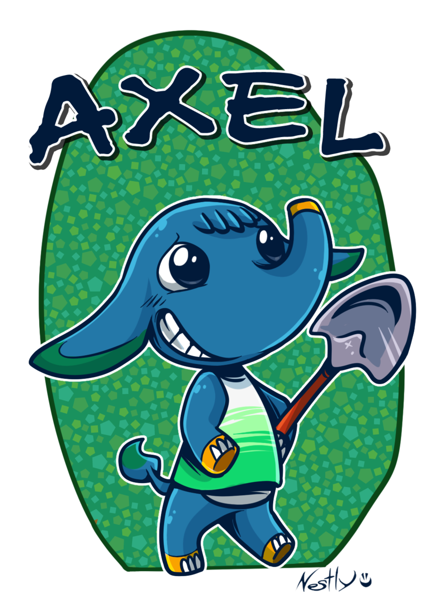 1boy, animal_crossing, artist_name, axel_(animal_crossing), blue_eyes, character_name, furry, furry_male, highres, male_focus, nestly, nintendo, solo, teeth, transparent_background