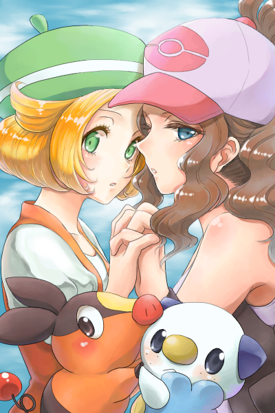 armpits, bad_id, bad_pixiv_id, beret, bianca_(pokemon), blonde_hair, breasts, commentary_request