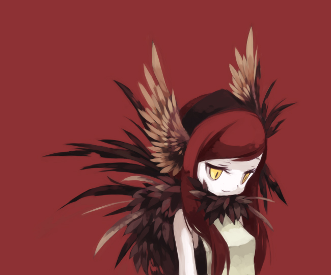 1girl, astarte, bad_id, bad_pixiv_id, female_focus, head_wings, monster_girl, nakayokosotosoto