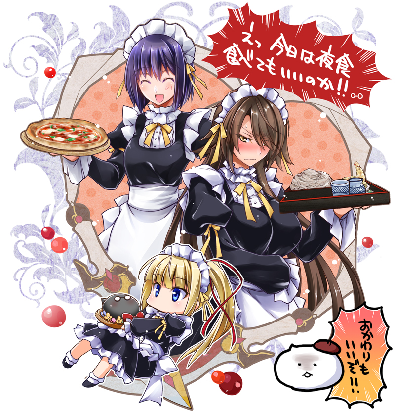 3girls, :d, alexandra_alshavin, apron, asio_(asiogimuto), bad_id, bad_pixiv_id, beret