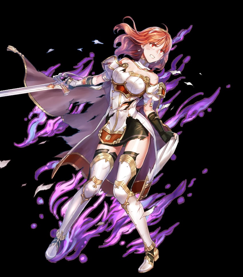 angry, armor, aura, black_thighhighs, cape, celica_(fire_emblem), celica_(imprisoned_soul)_(fire_emblem), corruption