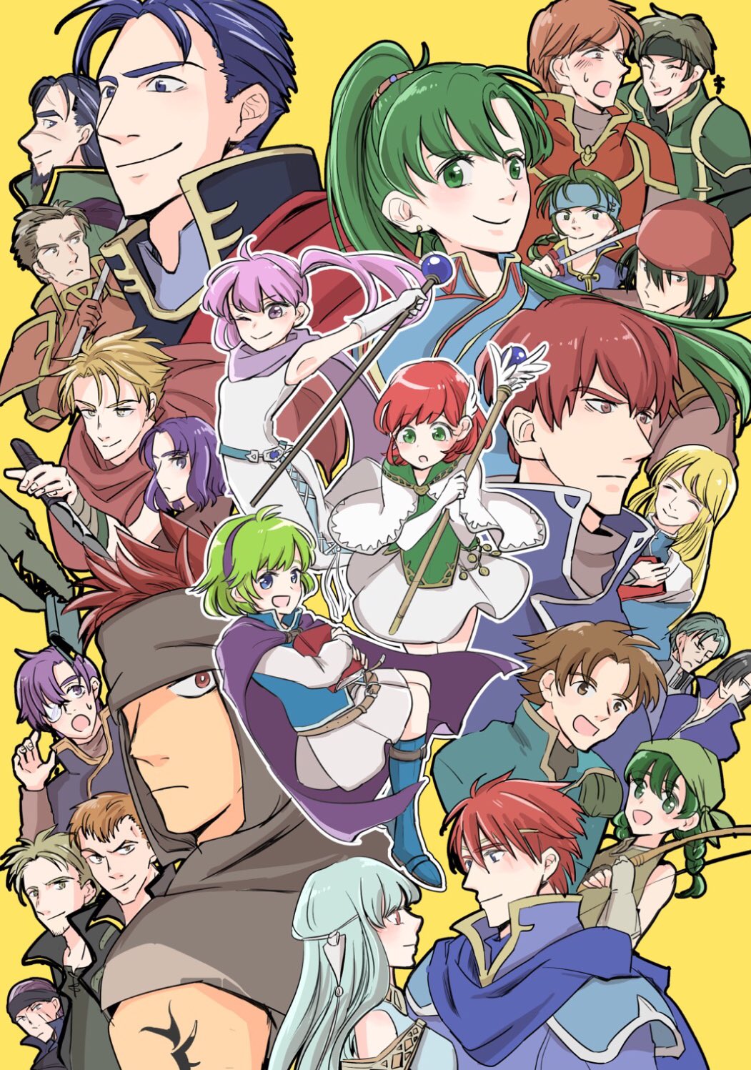 6+boys, 6+girls, androgynous, angry, armor, arrow_(projectile), bandana, blonde_hair