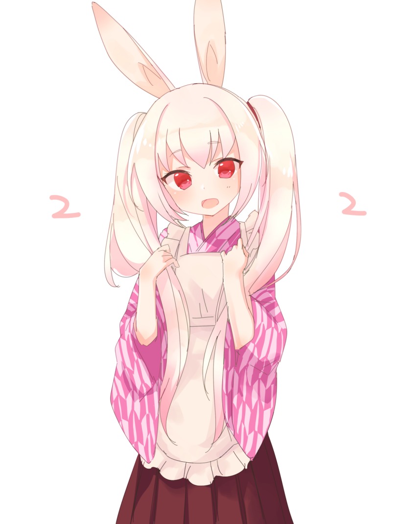 1girl, alternate_hair_length, alternate_hairstyle, animal_ears, apron, blush, female_focus, frilled_apron