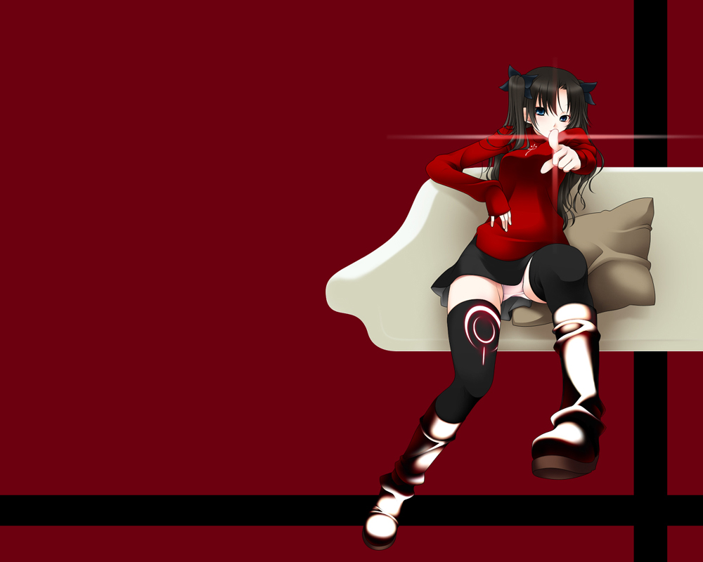 00s, 1girl, black_hair, blue_eyes, boots, fate/stay_night, fate_(series), female_focus