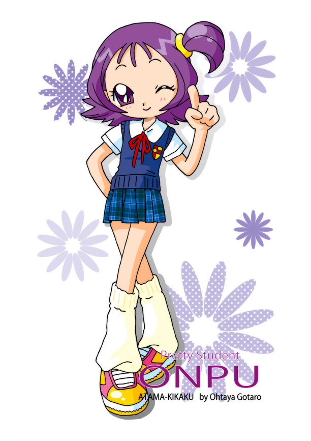 1girl, ohtaya55, ojamajo_doremi, purple_hair, school_uniform, segawa_onpu, side_ponytail, tagme